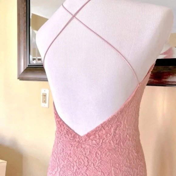 Love X Design Pink Vesta Stretch Lace Maxi Dress Size Medium - Picture 6 of 11